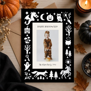 Gruseliges Vintage-Halloween-Foto Folien Feiertagskarte