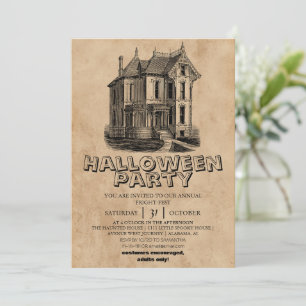 gruseliges Vintage-Haus Halloween-Kostenparty Einladung