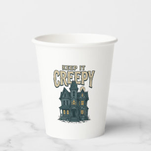 Gruseliges Vintage-Spukhaus Halloween-Dekor Pappbecher