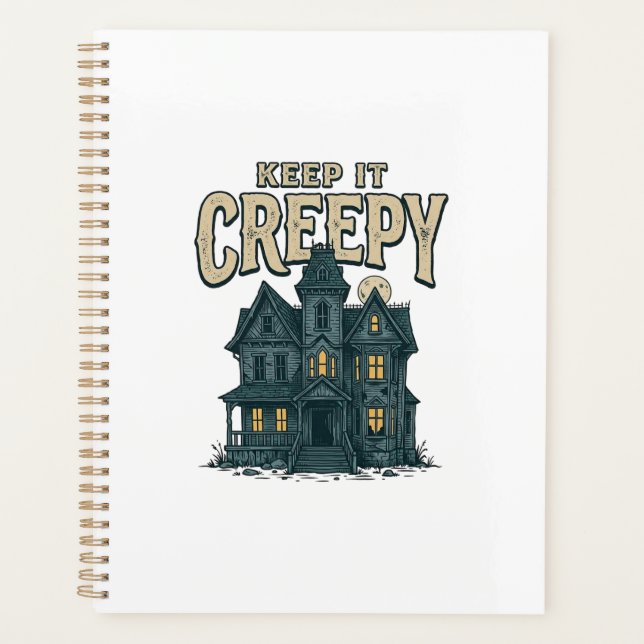 Gruseliges Vintage-Spukhaus Halloween-Des Planer (Vorderseite)