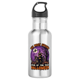 Gruseligster Halloween Spukhaus Hexe Kürbisse Edelstahlflasche