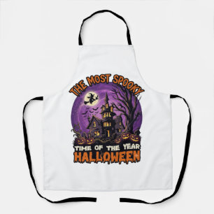 Gruseligster Halloween Spukhaus Hexe Kürbisse Schürze