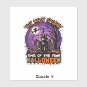 Gruseligstes Halloween Spukhaus Hexe Kürbisse Aufkleber