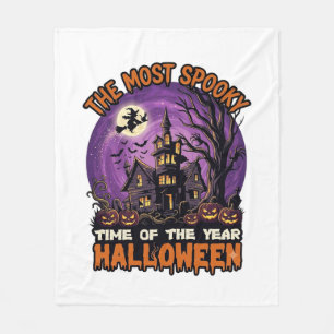 Gruseligstes Halloween Spukhaus Hexe Kürbisse Fleecedecke