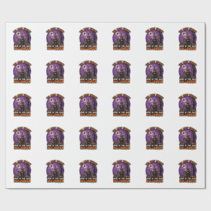 Gruseligstes Halloween Spukhaus Hexe Kürbisse Geschenkpapier