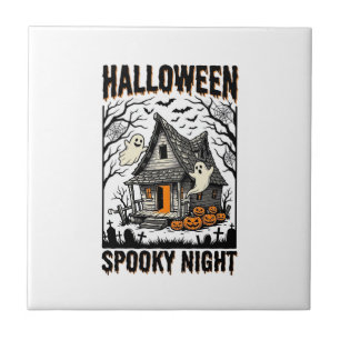 Gruselkabinen-Halloween-Kunst im Vintage-Stil für Fliese