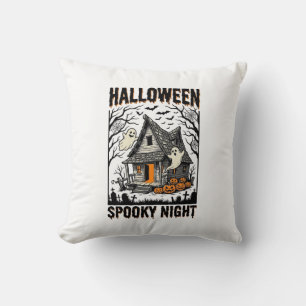 Gruselkabinen-Halloween-Kunst im Vintage-Stil für Kissen