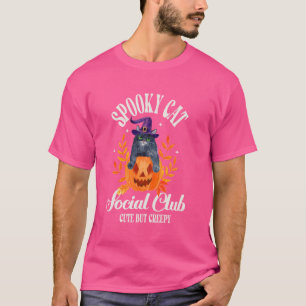 Gruselkatze Sozialclub Geist Katze Halloween Schwa T-Shirt
