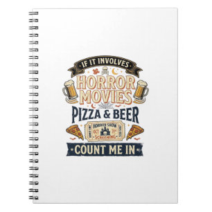 Gruselkino Pizza Bier Lustig Halloween_1 Notizblock