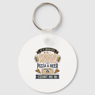 Gruselkino Pizza Bier Lustig Halloween_1 Schlüsselanhänger
