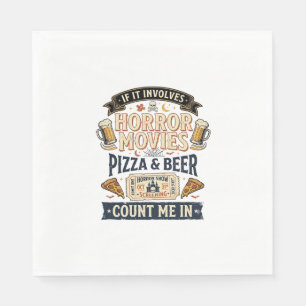 Gruselkinofilme Pizza Bier Lustig Halloween_1 Serviette