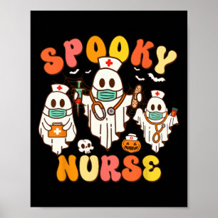 Gruselkrankenpfleger Groovy Halloween-Geist Poster