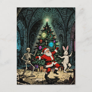 Gruselparty mit Santa und dem Osterhasen Postkarte