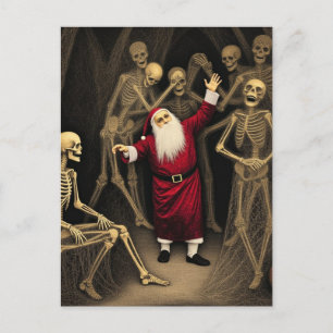 Gruselparty mit Santa und den Skeletten Postkarte
