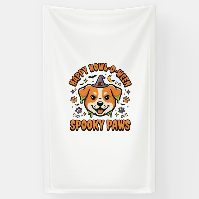 Gruselpfoten Halloween Hund Banner (Vertikal)