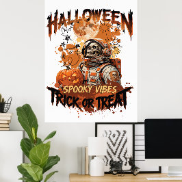 Gruselplakat eines Astronauten zu Halloween | Süße Poster