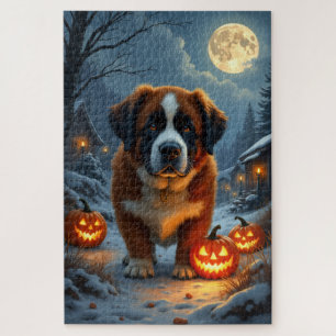 Gruselporträt eines Bernhardiner-Hundes zum Hallow Puzzle