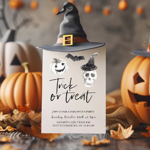 Gruselschädel Trick or Treat   Halloween-Party    Einladung