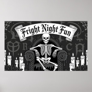 Gruselspaß: Skelett auf Thron-Design Poster