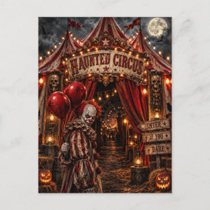 Gruselzirkusmörderclown Halloween Nacht Feiertagspostkarte
