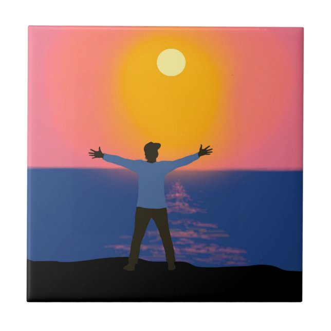 Gruß an die Sonne Fliese (Vorderseite)