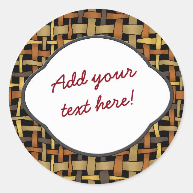 Gruß auf Naturfarben-Burlap Runder Aufkleber (Vorderseite)