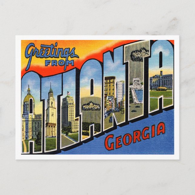 Gruß aus Atlanta, Georgia Vintage Travel Postkarte (Vorderseite)