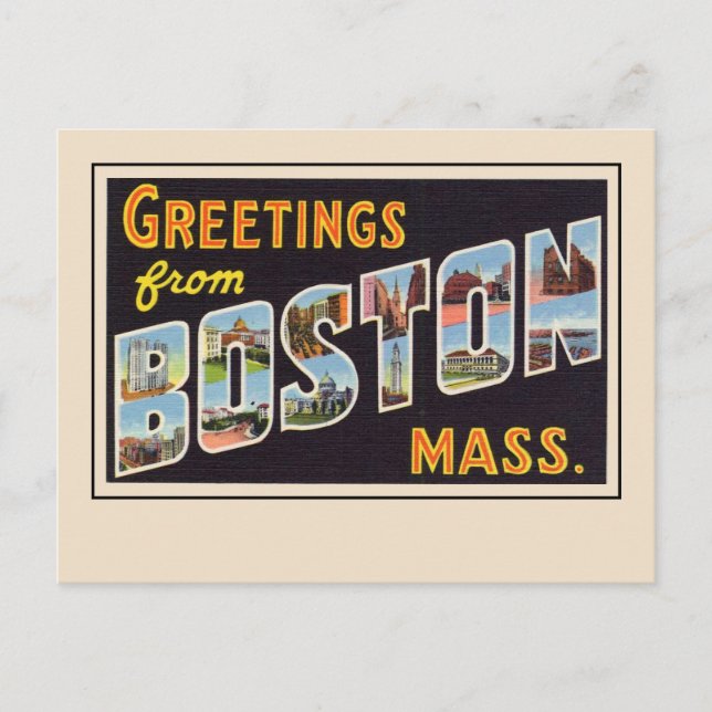 Gruß aus Boston, Großbuchstaben Vintag Postkarte (Vorderseite)