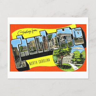 Gruß aus Charlotte, North Carolina im Vintage-Stil Postkarte