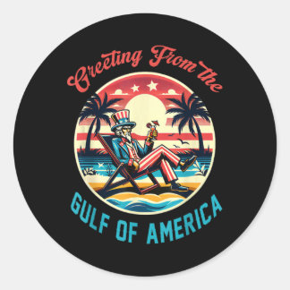 Gruß aus dem Golf von Amerika Trump Patrio Runder Aufkleber