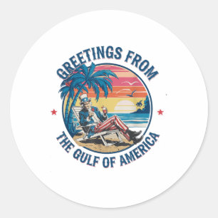 Gruß aus dem Golf von Amerika Trump Patrio Runder Aufkleber