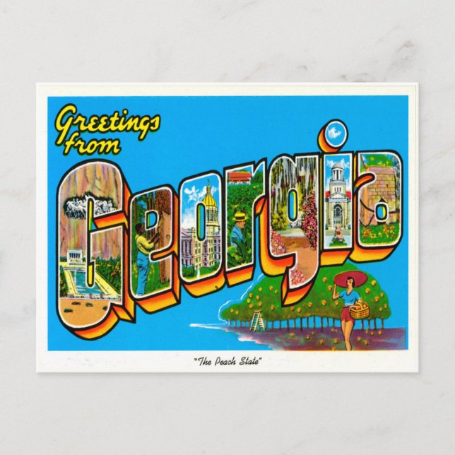 Gruß aus Georgia Vintage Travel Postkarte (Vorderseite)