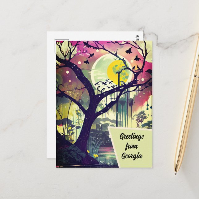 Gruß aus Georgia Wetland Art Card Postkarte (Vorderseite/Rückseite Beispiel)