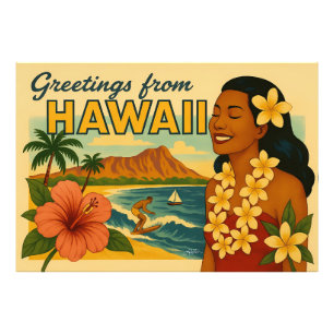 Gruß aus Hawaii Tourismus Kunst im Stil der Mitte  Fotodruck