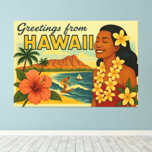 Gruß aus Hawaii Tourismus Kunst im Stil der Mitte  Leinwanddruck