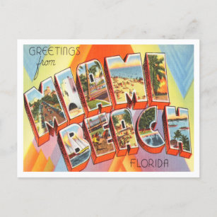 Gruß aus Miami Beach, Florida Vintage Travel Postkarte
