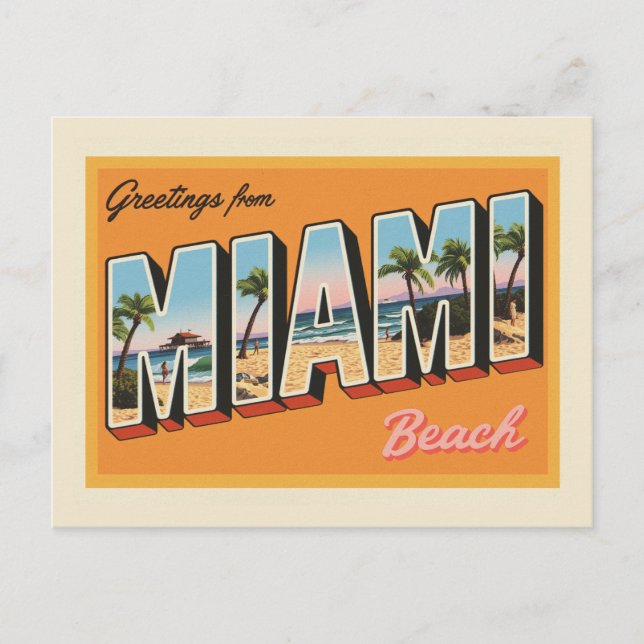 Gruß aus Miami Beach Vintag Postkarte (Vorderseite)