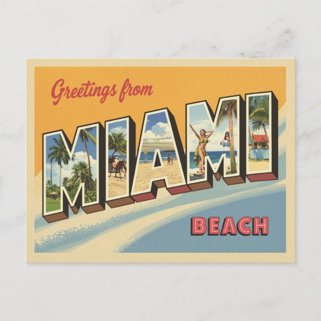 Gruß aus Miami Beach Vintag Postkarte (Vorderseite)