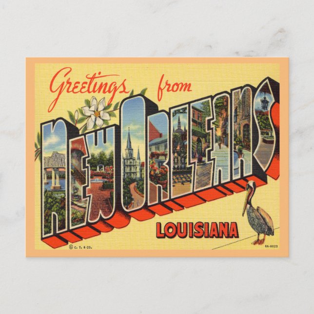 Gruß aus New Orleans, Louisiana Travel Postkarte (Vorderseite)