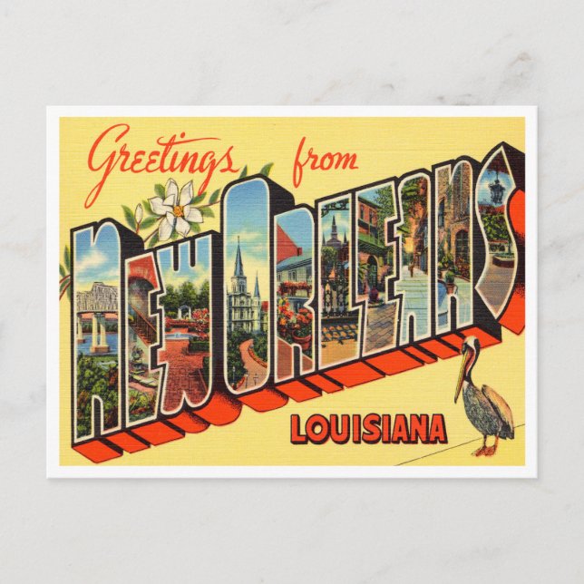 Gruß aus New Orleans, Louisiana Travel Postkarte (Vorderseite)