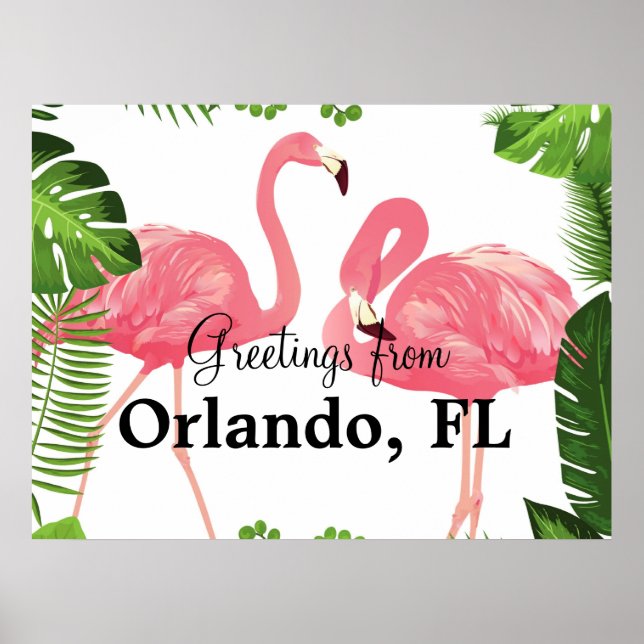 Gruß aus Orlando, FL—rosa Flamingos Poster (Vorne)