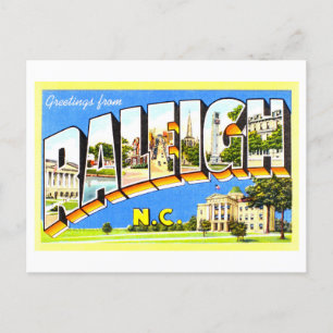 Gruß aus Raleigh, North Carolina, im Vintage-Stil Postkarte