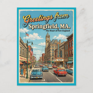 Gruß aus Springfield MA Postkarte, 1960er Jahre Postkarte