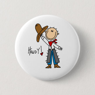 Grüß dich! Cowboy-Strichmännchen-Knopf Button