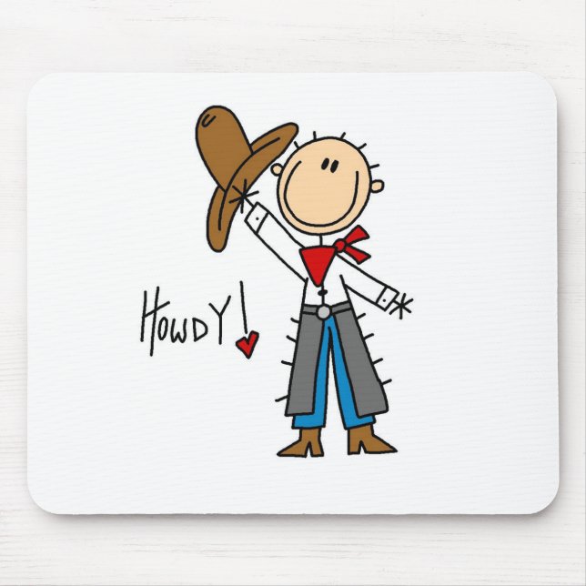Grüß dich! Cowboy-Strichmännchen Mousepad (Vorne)