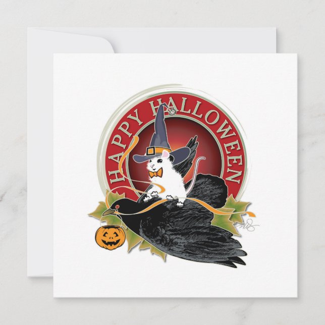 Gruß in der nächtlichen weißen Maus Holloween (Vorderseite)