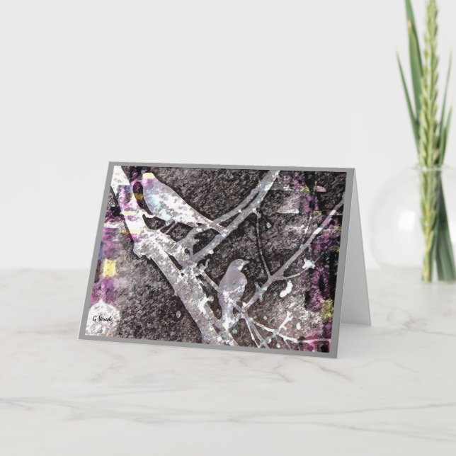 Gruß Karte-Früh Frühlings-Rotkehlchen im Baum Karte (Vorderseite)