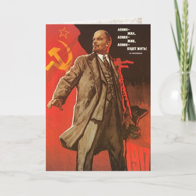 Gruß-Karte mit Retro Lenin-Plakat-Druck Karte (Vorderseite)