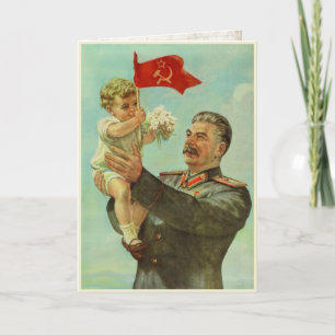 Gruß-Karte mit Vintagem Stalin-Propaganda-Druck Karte