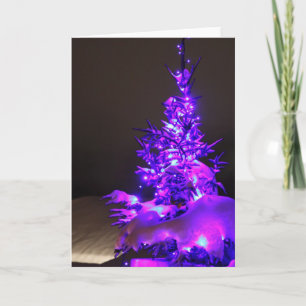Gruß Karte-Weihnachtenbaum im Veilchen Feiertagskarte